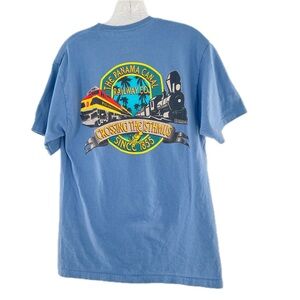 Panama Canal Railway Company Hanes Tagless T-Shirt Slate Blue Size Medium Unisex